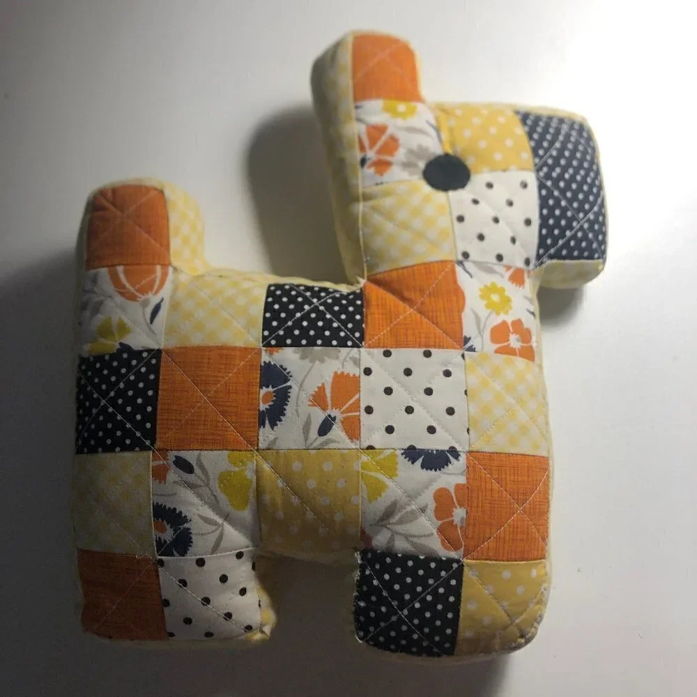 🛒 $9 - Patchwork Dog Homemade Quilted Yellow and Orange 12